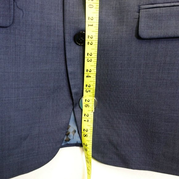 Navy Sports Coat MEDIUM Blazer Blue Suit Mens 40 Wool Slim Fit Work VINCE CAMUTO - Picture 5 of 13